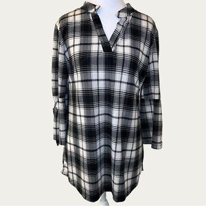 Lildy Women's Plaid‎ Bell Sleeve Tunic Top Size Small
